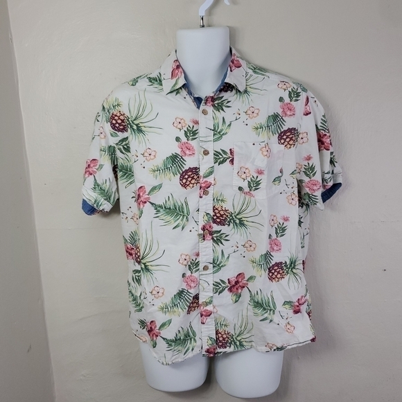 International Report Hawaiian Button Down Short Sleeve Shirt Size Large - Picture 4 of 6